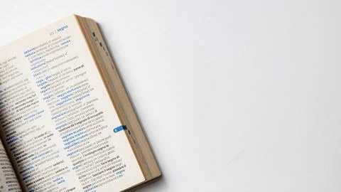 Close up of a book on a white background with space for text Stock Photos
