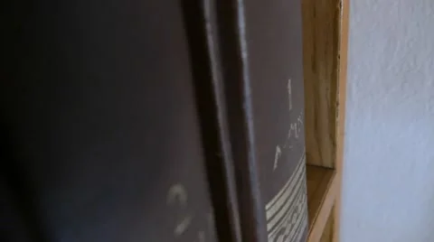 Close up of Books on the shelf Stock Footage 48983886