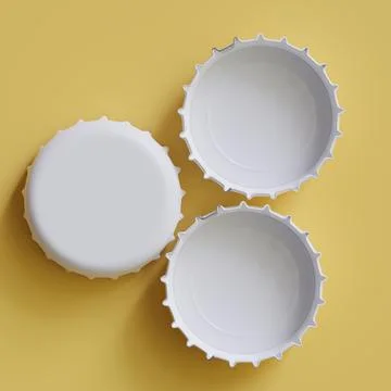 Close up of a bottle cap on white background 3D render (13) Stock Photos