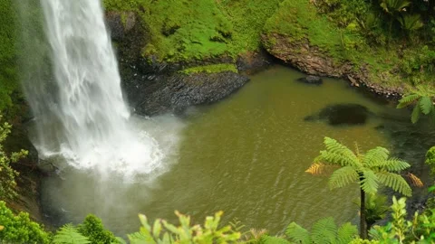 Close up of bottom of Bridal Veil Falls from top Stock Footage 260367346