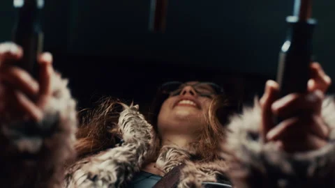 Close-Up Bottom View of Player Pulling Table Football Controls in Bar Stockbeeldmateriaal 319772805