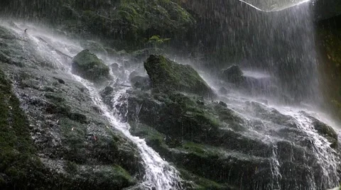 Close-up of bottom of a waterfall.Slow motion. Stock Footage 68636968