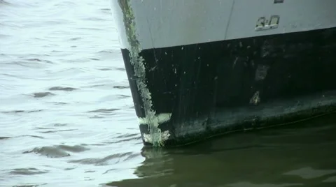 Close up of the bow of a British Royal Navy ship, lying moored in port. Stock Footage 28664952