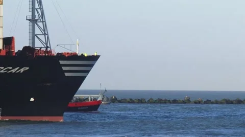 Close up - bow + name plate MSC Oscar, the worlds largest container ship Stock Footage 47649293