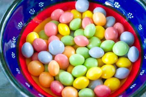 Close up on a bowl of candy Stock Photos