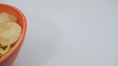 Close up of a bowl of chips. Stock Footage 103237784