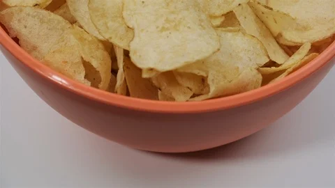 Close up of a bowl of chips. Stock Footage 103238007