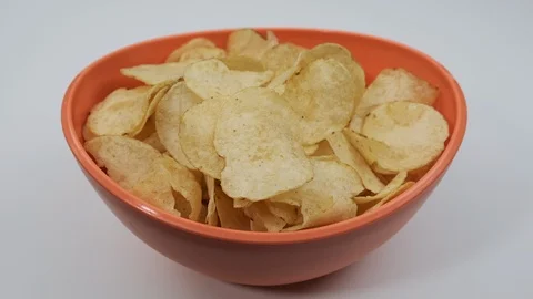 Close up of a bowl of chips. Stock Footage 103238112
