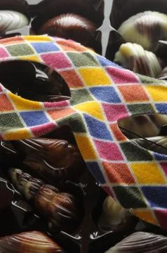 Close up of a box of chocolates Stock Photos