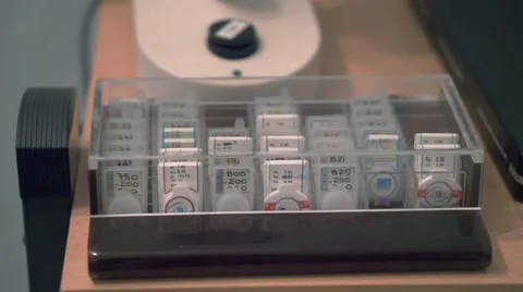 Close up of a box containing trial lenses Stock Footage 56570293