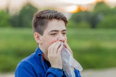 Close up of boy in countryside Stock Photos