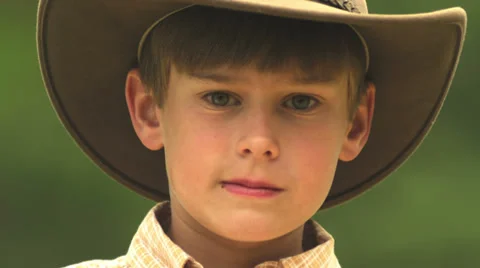 A close up of a boy in a cowboy hat Video stock 33845026