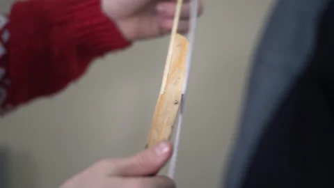 Close-up, Boy Demonstrate Airplane Model Aircraft Built on Eve Stock Footage 86667557