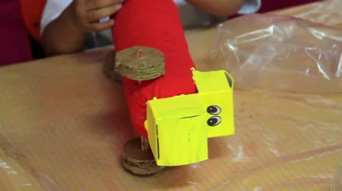 CLOSE UP. Boy doing activities in the kindergarten. Stock Footage 48427821