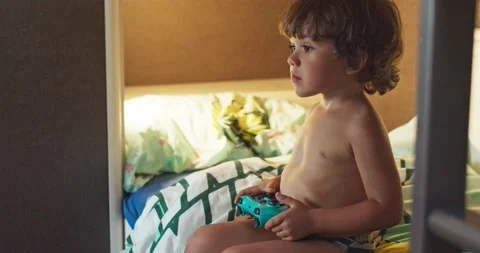 Close-up Of A Boy Holding Joystick Playing Videogame. Stock Footage 201568343