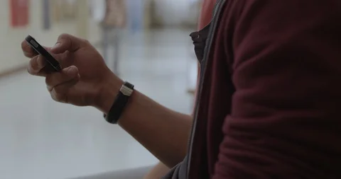 Close Up Boy's Hand Using Smartphone Stock Footage 127044942
