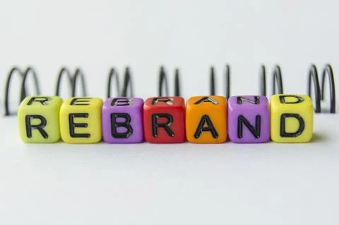 Close up of BRANDING text representing on small square toy on white backgroun Stock Photos