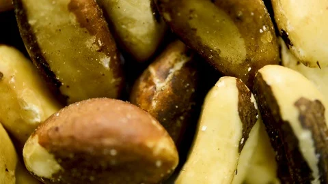 Close up of Brazil nuts rotating. Flat plane. Top view Vídeos de archivo 105213459