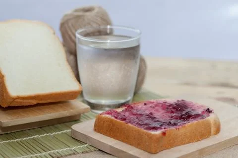 Close up of bread with blueberry jam Stock Photos