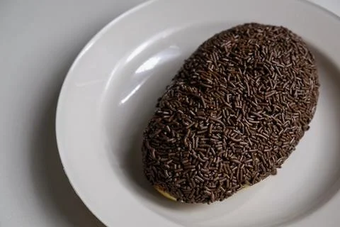 Close-up of bread with chocolate sprinkles. 스톡 사진