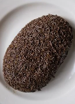 Close-up of bread with chocolate sprinkles. 스톡 사진
