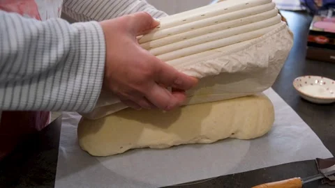 Close Up of Bread Dough Preparation in Bakery Stock Footage 340653151