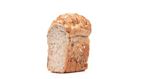 Close-up of bread slices isolated on white background. Stock Footage 157808658