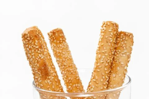 Close up of bread stick on glass Stock Photos
