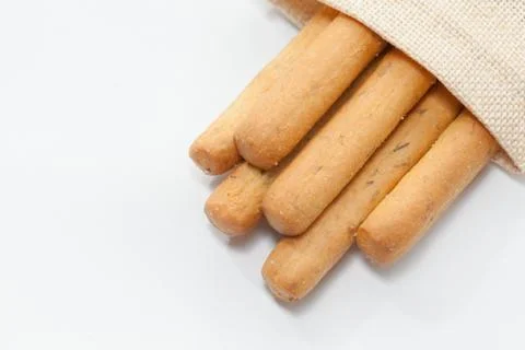 Close up of bread stick on sack Stock Photos