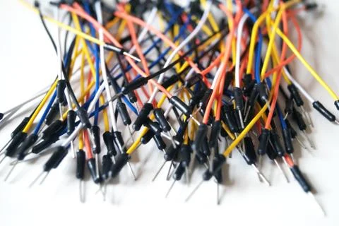 Close up of breadboard wires. Stock Photos