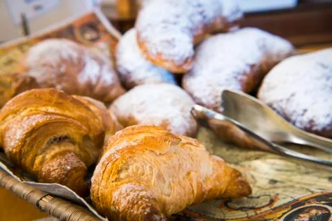 A close up of breakfast croissant Stock Photos