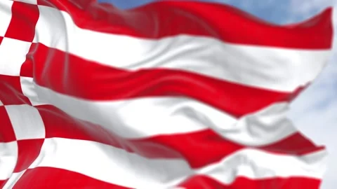 Close-up of Bremen state flag waving in the wind Stock Footage 273118011