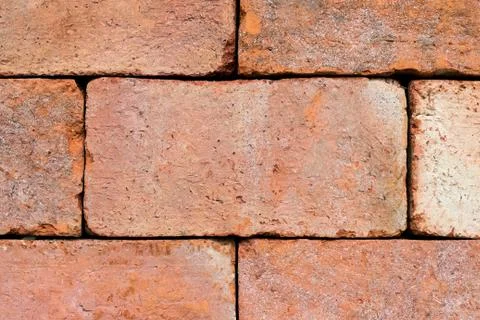 Close up brick wall texture and red brick background with copy space Stock Photos
