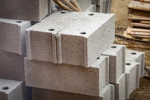 Close up of bricks, construction site Foto stock