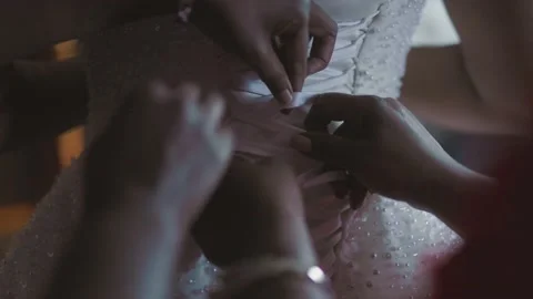 Close Up of Bride wearing her wedding dress Stock-Footage 170650027