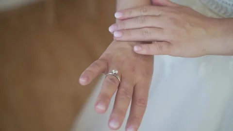 Close-up of the bride's hands. Stock Footage 247124078