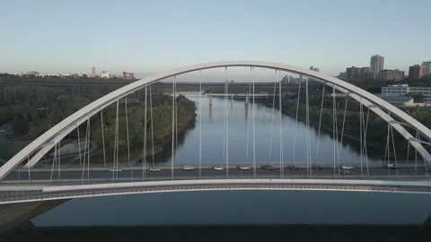 Close up bridge back and forth sunrise Stock Footage 288056526