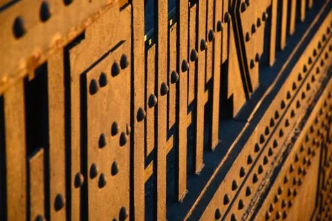 Close up of bridge section plates and rivets Stock Photos