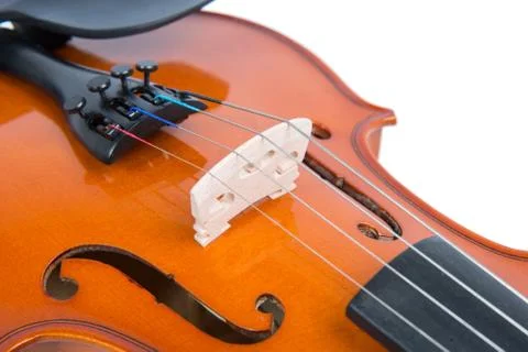 Close up on the bridge of a violin Stock Photos