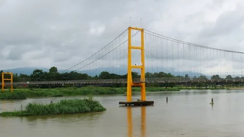 Close up bridge on water Stock Footage 78890996