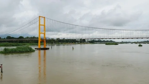 Close up bridge on water Stock Footage 78955155