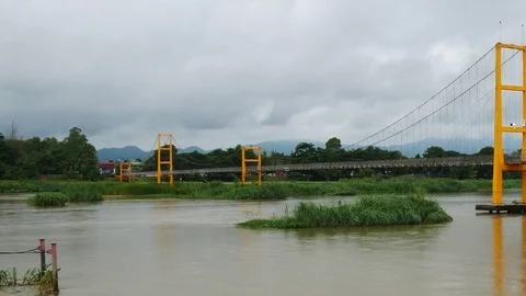 Close up bridge on water Stock Footage 78955189