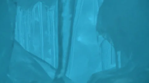 Close up of bright blue icicles, Antarctica Stock Footage 34294131