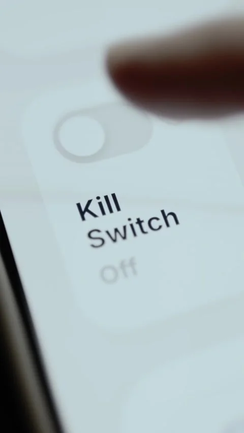 Close bright mobile control changing the kill switch from off to on Stock Footage 342491247