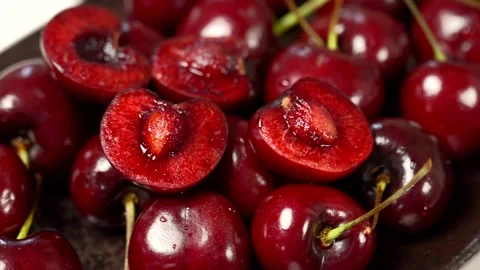 Close-up of Bright Red Cherries Video stock 330279775