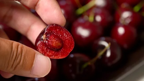 Close-up of Bright Red Cherries Video stock 330279854