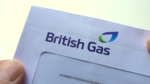 A close-up of a British Gas utility bill letter, held by hand. Stock Footage 161883320