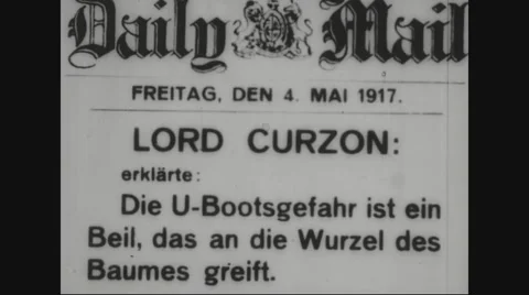 Close-up of British newspaper deploring the u-boat activity Stock Footage