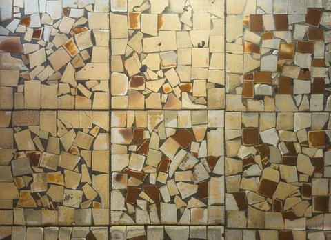 Close-up of Broken Ceramic Tile Mosaic Surface Stock Photos