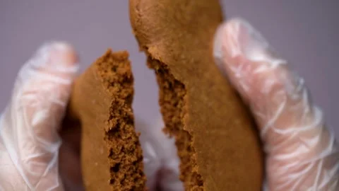 Close Up of Broken Christmas Cookie Showing Texture Stock Footage 330517264